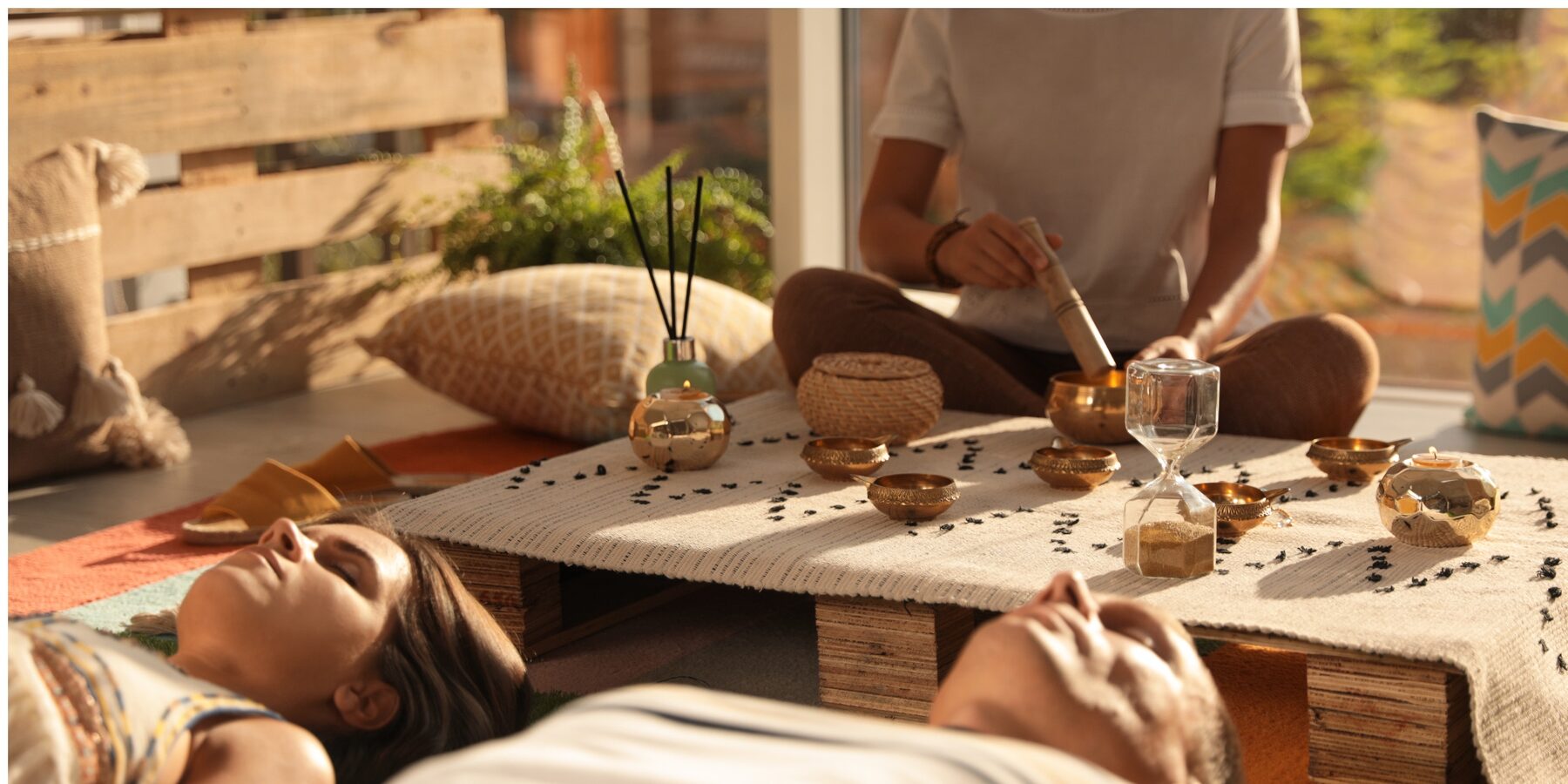 Couple sound bath session